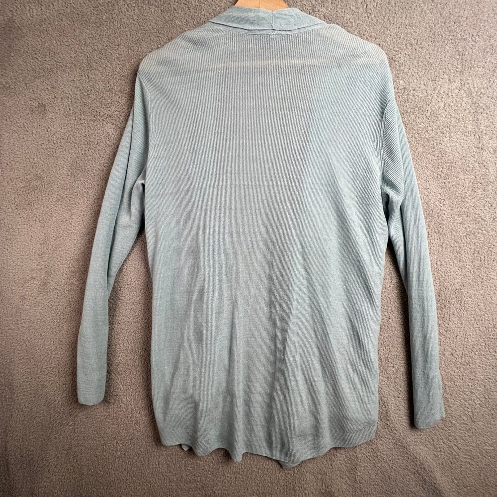 Eileen Fisher Cardigan Sweater XL Linen Blend Ribbed Open Front Lt Blue‎ - Picture 7 of 9